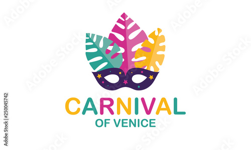The Carnival of Venice. Annual festival celebrated in Venice, Italy. An important part of the Venetian carnival is the mask and masquerade. Holiday party. Vector poster, card, banner and background