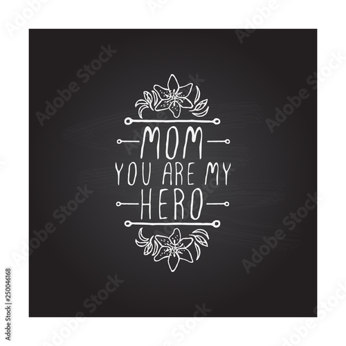 Happy mother s day handlettering element on chalkboard background