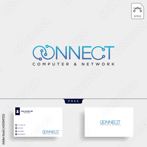 connect text logo template vector illustration icon element