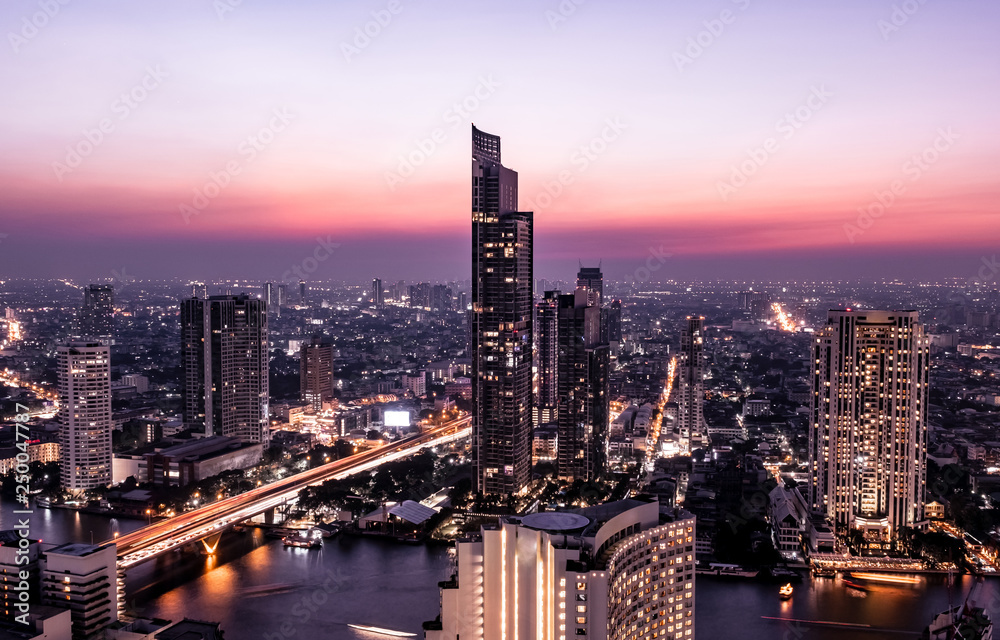 bangkok cityscape midnight view
