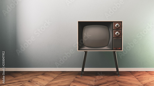 Retro old tv on background 3D illustration
