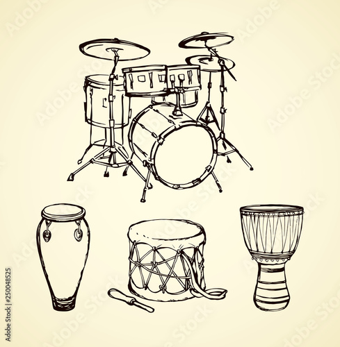 African drum. Vector drawing