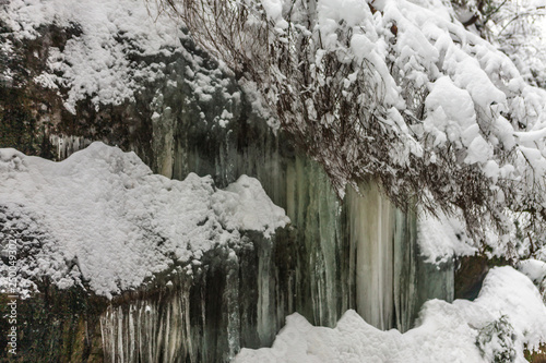 closeup colored of an icefall, Brtniky, Czech republic photo