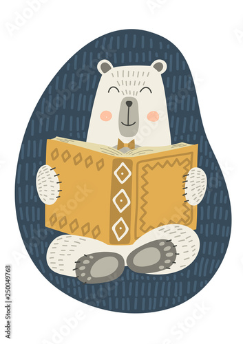 Cute polar bear readimg book. 