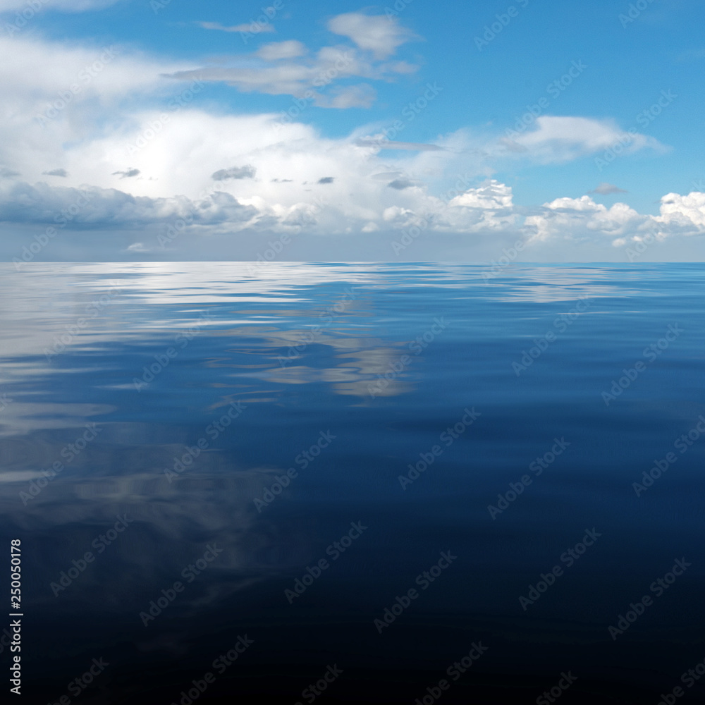 3d rendering of ocean view with clouds