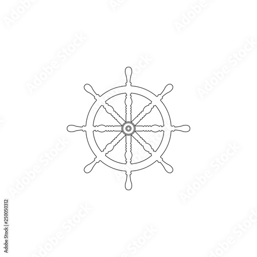 Ship steering wheel. flat vector icon