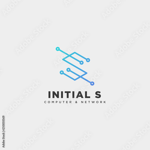 letter S digital network creative logo template vector illustration