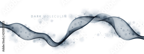 Flowing energy particles, wave of blended dots. Curved dotted 3d lines vector effect illustration. 3d futuristic technology style.