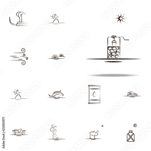 well, pit, desert icon. Desert icons universal set for web and mobile