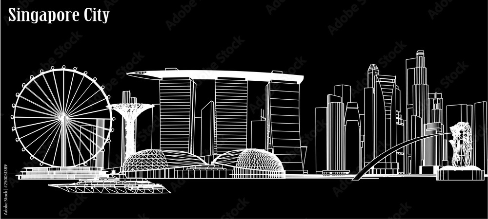 Plakat Vector city singapore