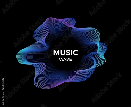 Abstract concept line audio wave design. Minimalistic music player waveform element, sound waves background. Hud for sound technology. Sound wave bass or music frequency in lines