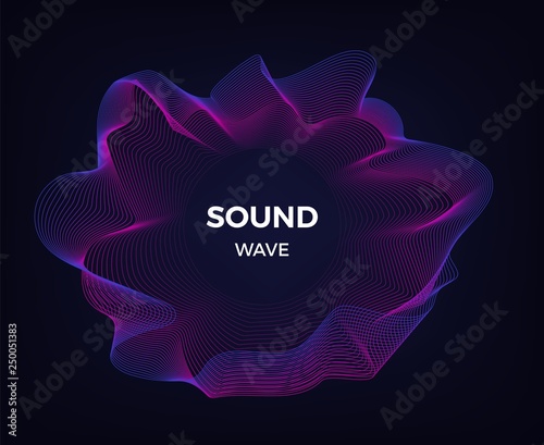 Abstract concept line audio wave design. Minimalistic sound wave bass or music frequency in lines, music player waveform element for motion design, broadcasting, digital, hud for sound technology  