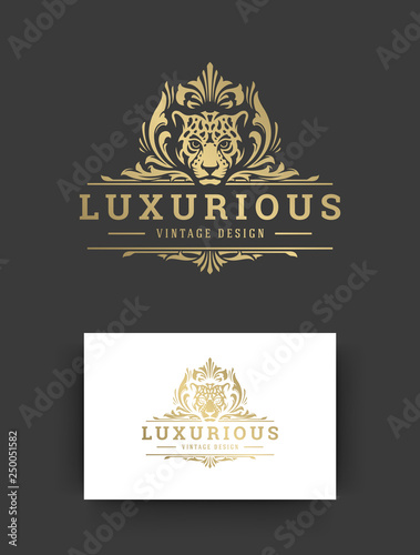 Luxury logo monogram crest template design vector illustration.