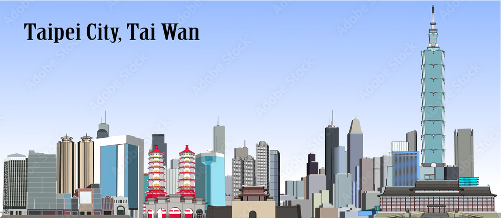 Fototapeta premium Vector Taipei City, Taiwan