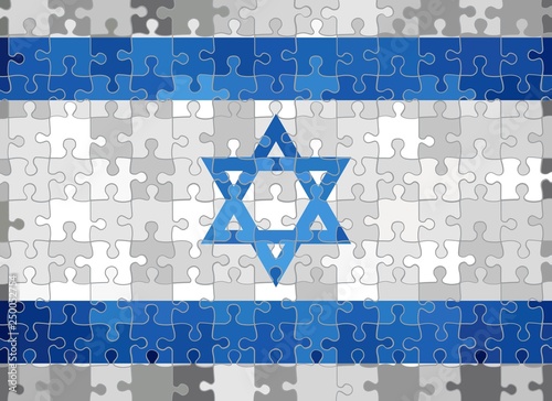 Israel flag made of puzzle background - Illustration