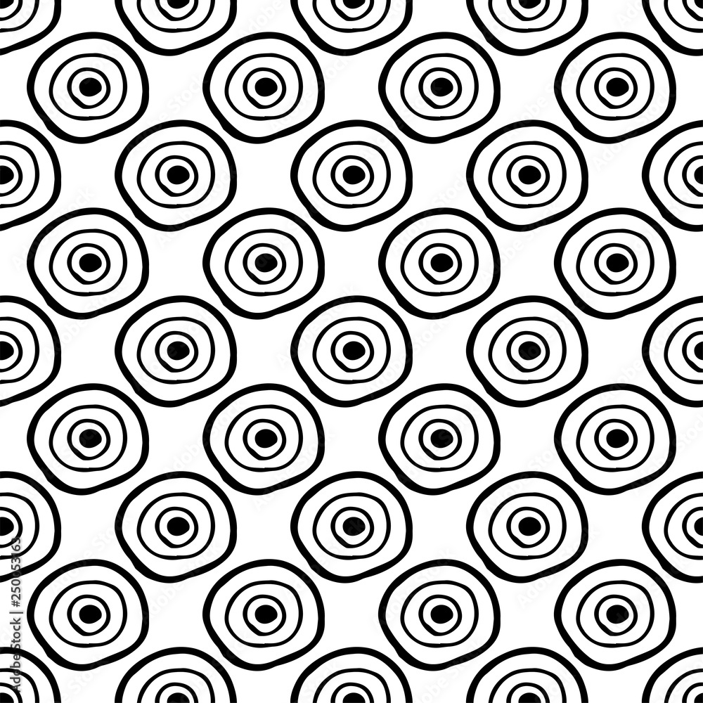 abstract doodle hand drawn monochrome seamless pattern