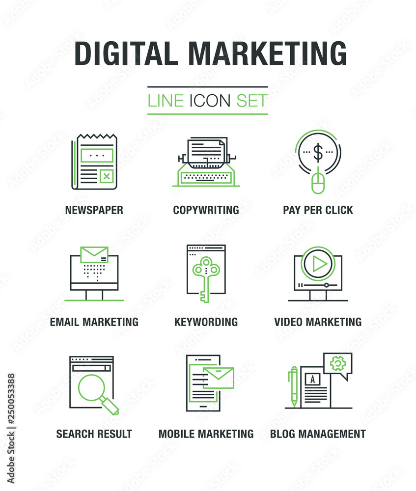 DIGITAL MARKETING LINE ICON SET