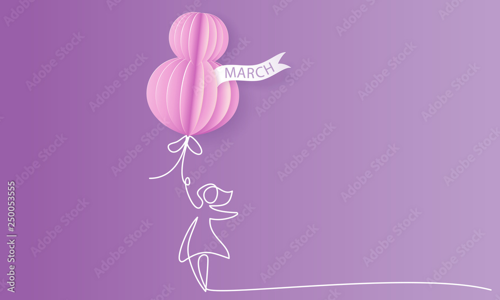 Happy 8 March womens day paper cut card