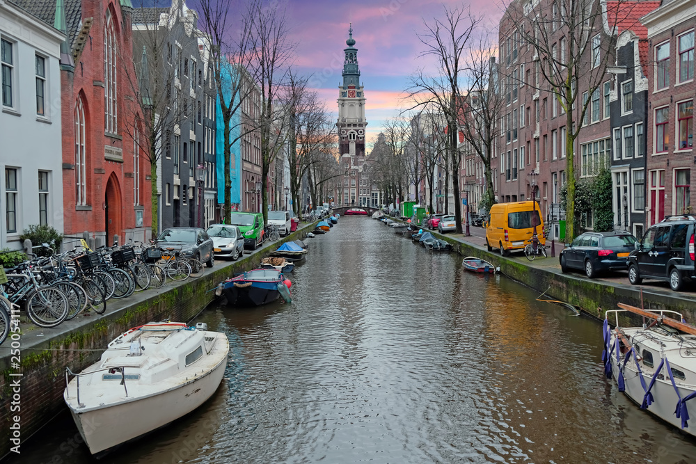 Zuiderkerk in Amsterdam the Netherlands at sunset