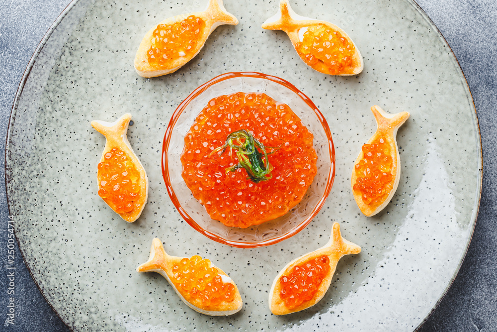 Delicious appetizer with red caviar. Delicious appetizer with red caviar.