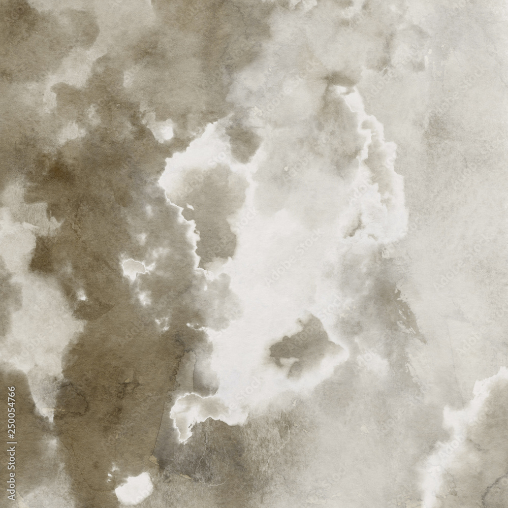 Gold luxury ink and watercolor textures on white paper background. Paint leaks and ombre effects. Hand painted vintage texture.