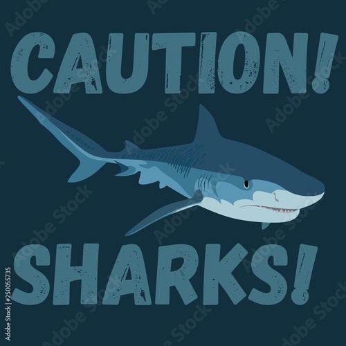 angry white shark stylish vector print