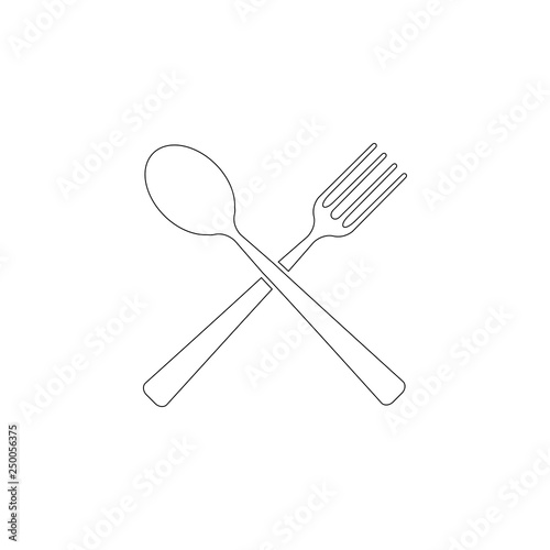 Spoon and fork. flat vector icon