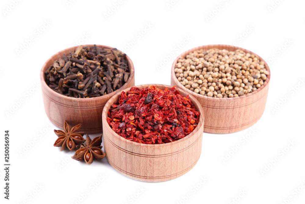 Spices mix isolated on a white background. Top view