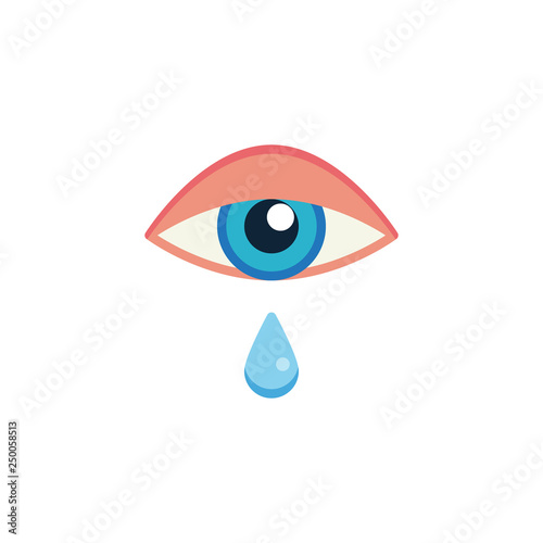 Allergic reaction cry flat icon, vector sign, colorful pictogram isolated on white. Allergic eye cry, tear symbol, logo illustration. Flat style design