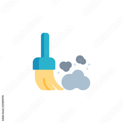 Broom and dust flat icon, vector sign, colorful pictogram isolated on white. Dust allergy symptoms symbol, logo illustration. Flat style design