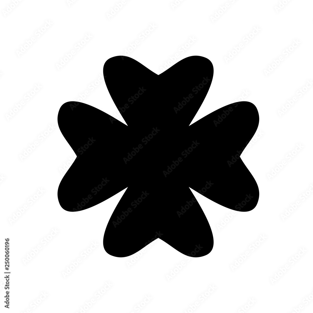 Shamrock silhouette - black four leaf clover icon. Good luck theme design element. Simple shape vector illustration Shamrock silhouette - black four leaf clover icon. Good luck theme design element. Simple shape vector illustration