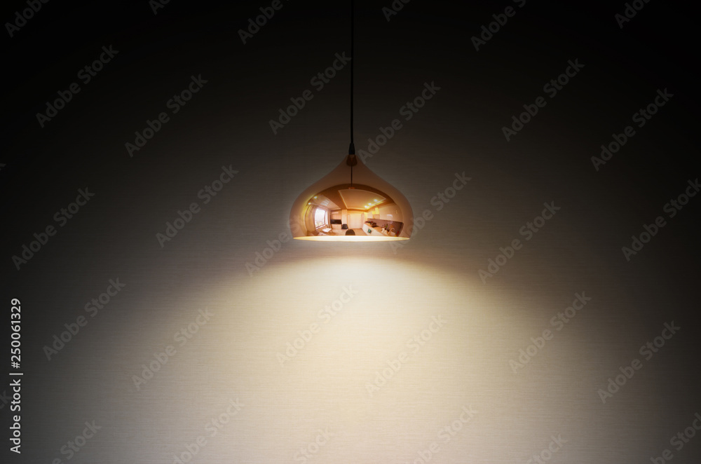 modern lamp on a background of black wall