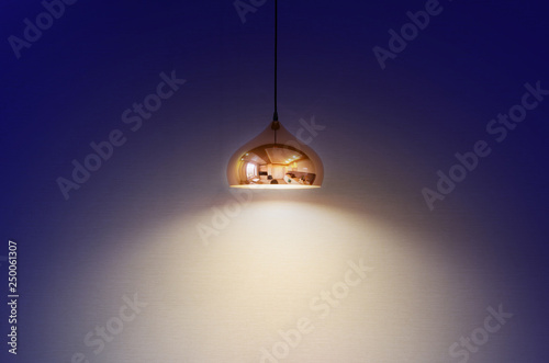 modern lamp on a background of blue wall