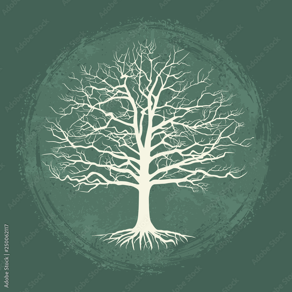 Old bare tree on vintage background. Vector illustration
