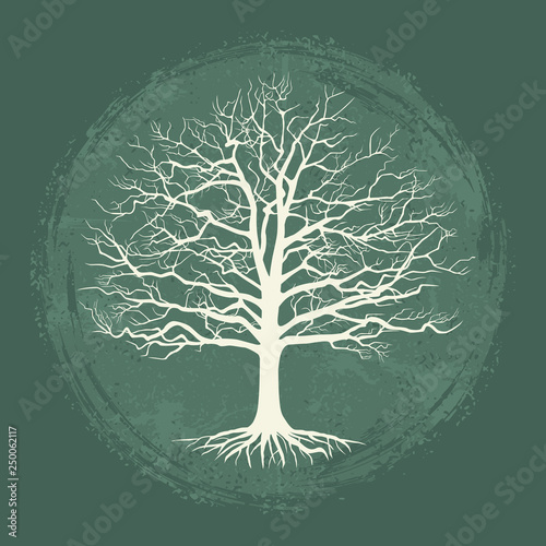 Old bare tree on vintage background. Vector illustration