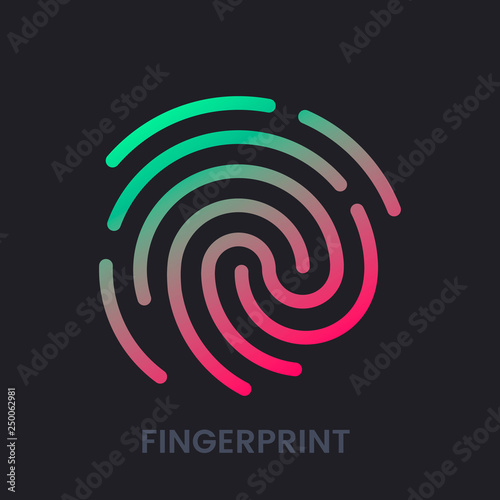Touch id fingerprint icon. ID template. flat vector linear illustration isolated