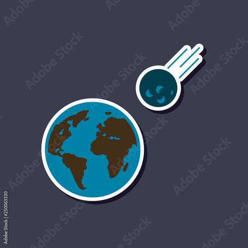 paper sticker on stylish background of nature meteorite earth