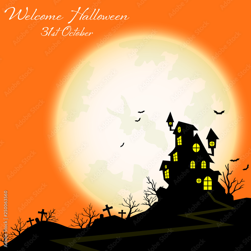 Halloween background with Welcome Halloween text.