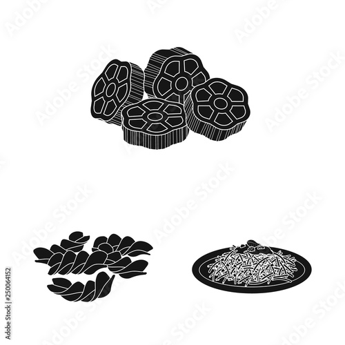 Vector illustration of pasta and carbohydrate sign. Collection of pasta and macaroni stock vector illustration.