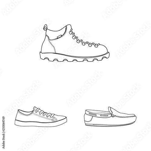 Isolated object of shoe and footwear sign. Set of shoe and foot vector icon for stock.