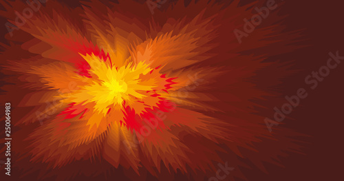 Abstract image of an orange flash on a brown background, with rays that spread in all directions