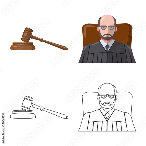 Vector design of law and lawyer logo. Set of law and justice vector icon for stock.