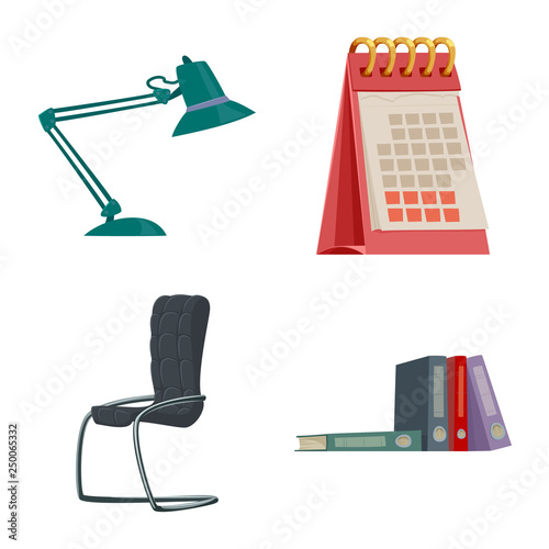 Vector illustration of furniture and work sign. Set of furniture and home stock symbol for web.