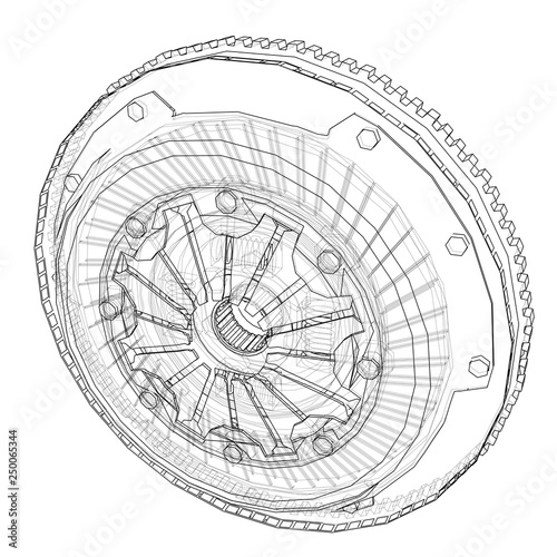 Sketch of clutch basket for the car photo