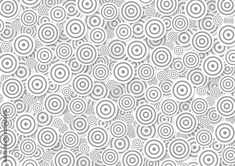 Retro Grayscale Seamless Circle Background with 3D Shadows - Pattern or Texture for Different Use, Vector Illustration