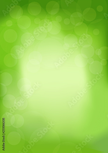 Spring modern trendy background with bokeh in green color. Abstract illustration