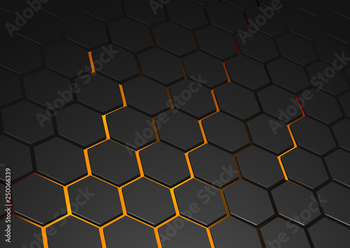 Glowing Hexagonal Background - Abstract Futuristic Illustration for Your Graphic Design, Vector