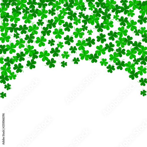 Clover leaves on a green background with three-leafed trefoils. St. Patrick's Day holiday symbol. holiday background