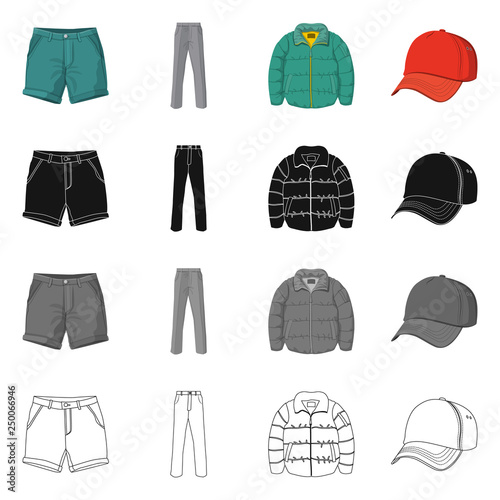 Isolated object of man and clothing symbol. Collection of man and wear stock vector illustration.