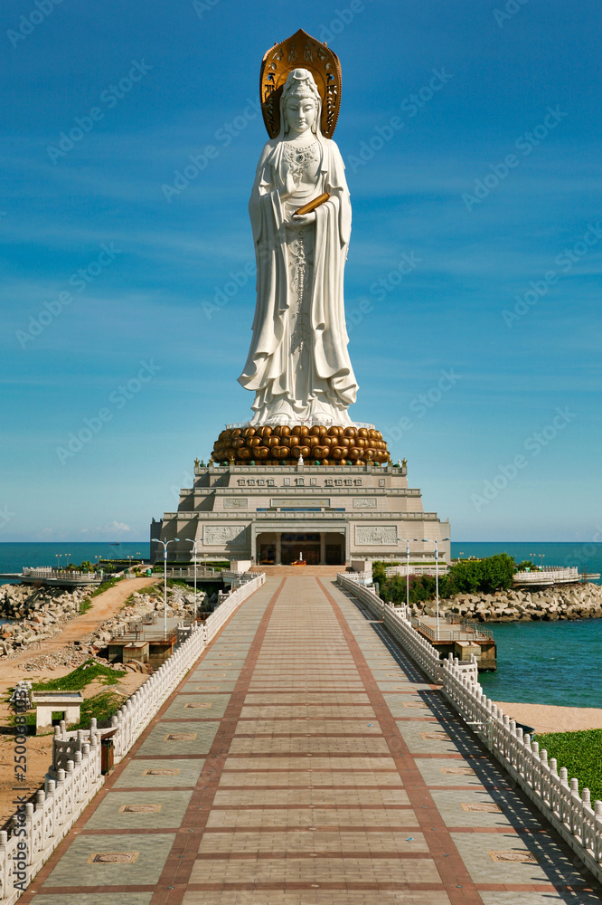 The largest and most popular statue of the goddess Guanyin in Nanshan Park. Sanya, Hainan.